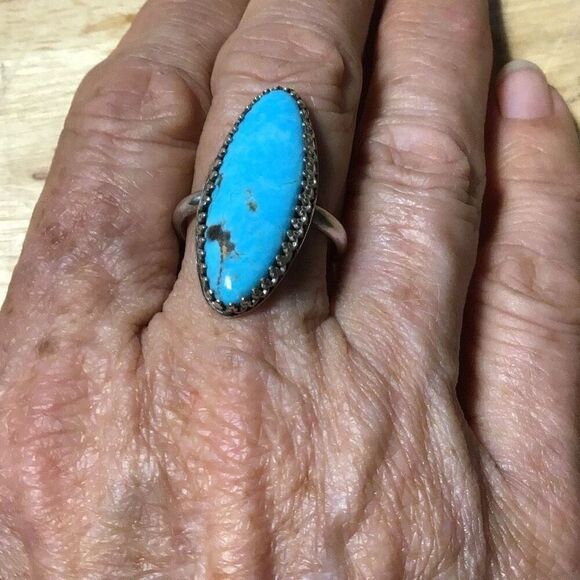 Ring, Kingman Turquoise and Sterling Silver Ring, size 7.5, NEW, Handmade, Made - Picture 4 of 9